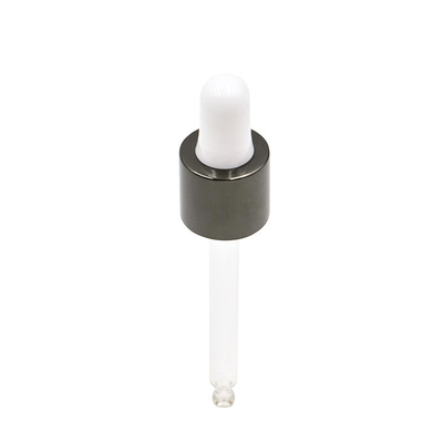 Biała gumowa główka Błyszczący czarny plastikowy zakraplacz do butelek Anodowany aluminiowy zakraplacz